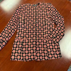 Vintage Diane Gilman Silk Circle Print Long Jacket sz M